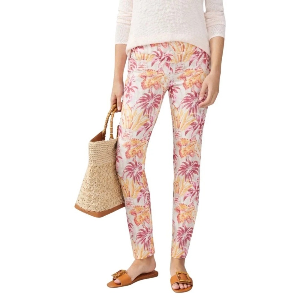 J.‎ McLaughlin Pants Women's 4 Tropical Print Cropped Stretch Pull On Summer